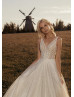 Ivory Glitter Lace Tulle Modern Wedding Dress